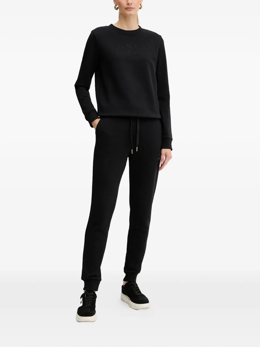 Armani Exchange Trainingsbroek met logo en trekkoord Zwart