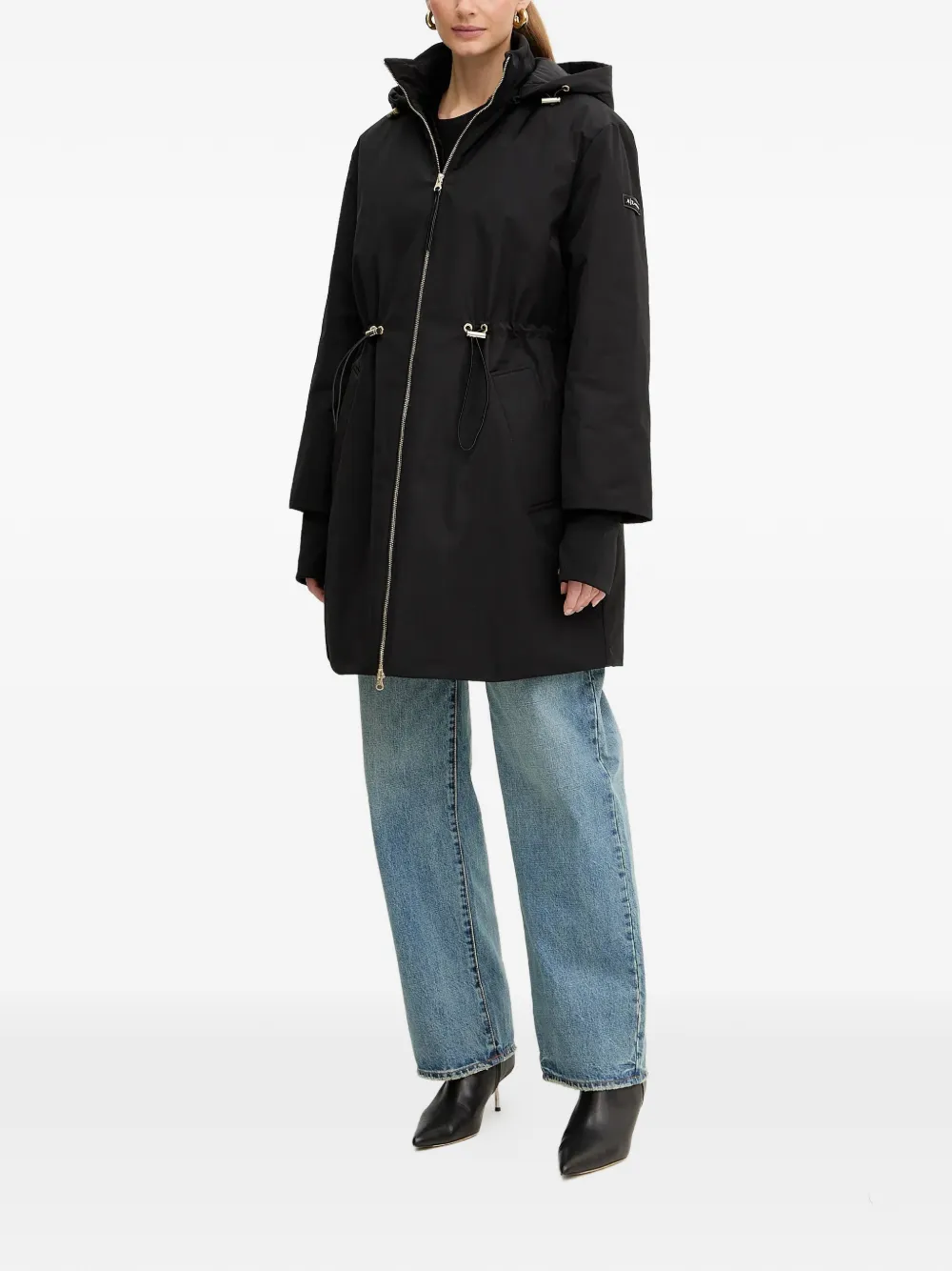  Armani Exchange Hooded Drawstring Coat - Black 