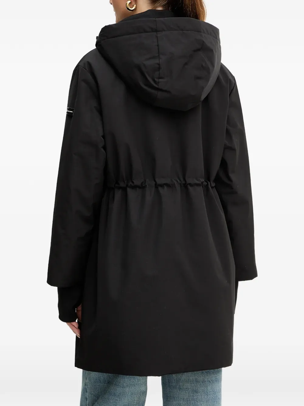  Armani Exchange Hooded Drawstring Coat - Black 