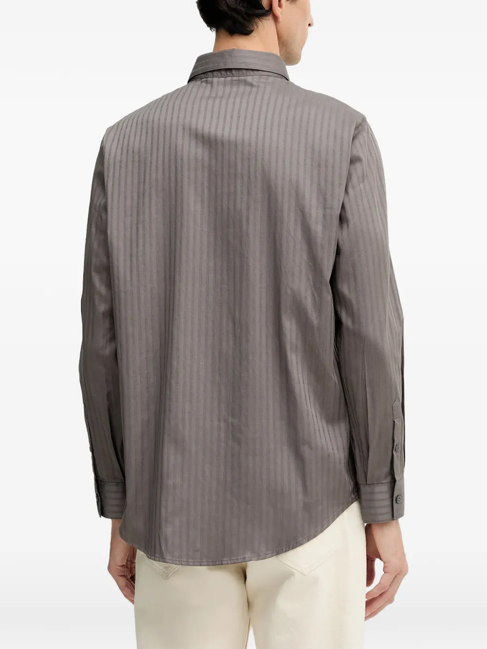  Armani Exchange Striped Buttoned Shirt - Grey 