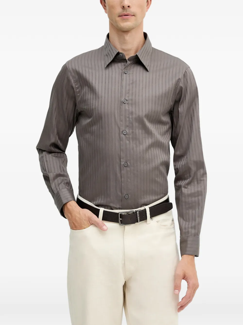 Armani Exchange striped buttoned shirt - Grigio