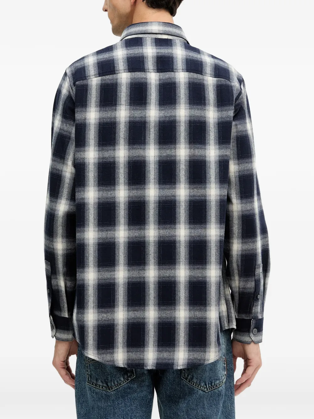  Armani Exchange Check-pattern Pocket Shirt - Blue 