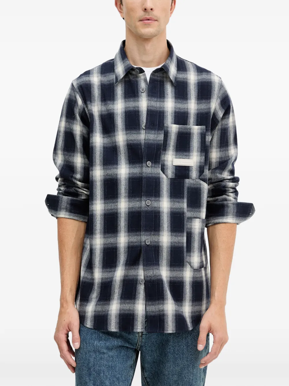 Armani Exchange check-pattern pocket shirt - Blu