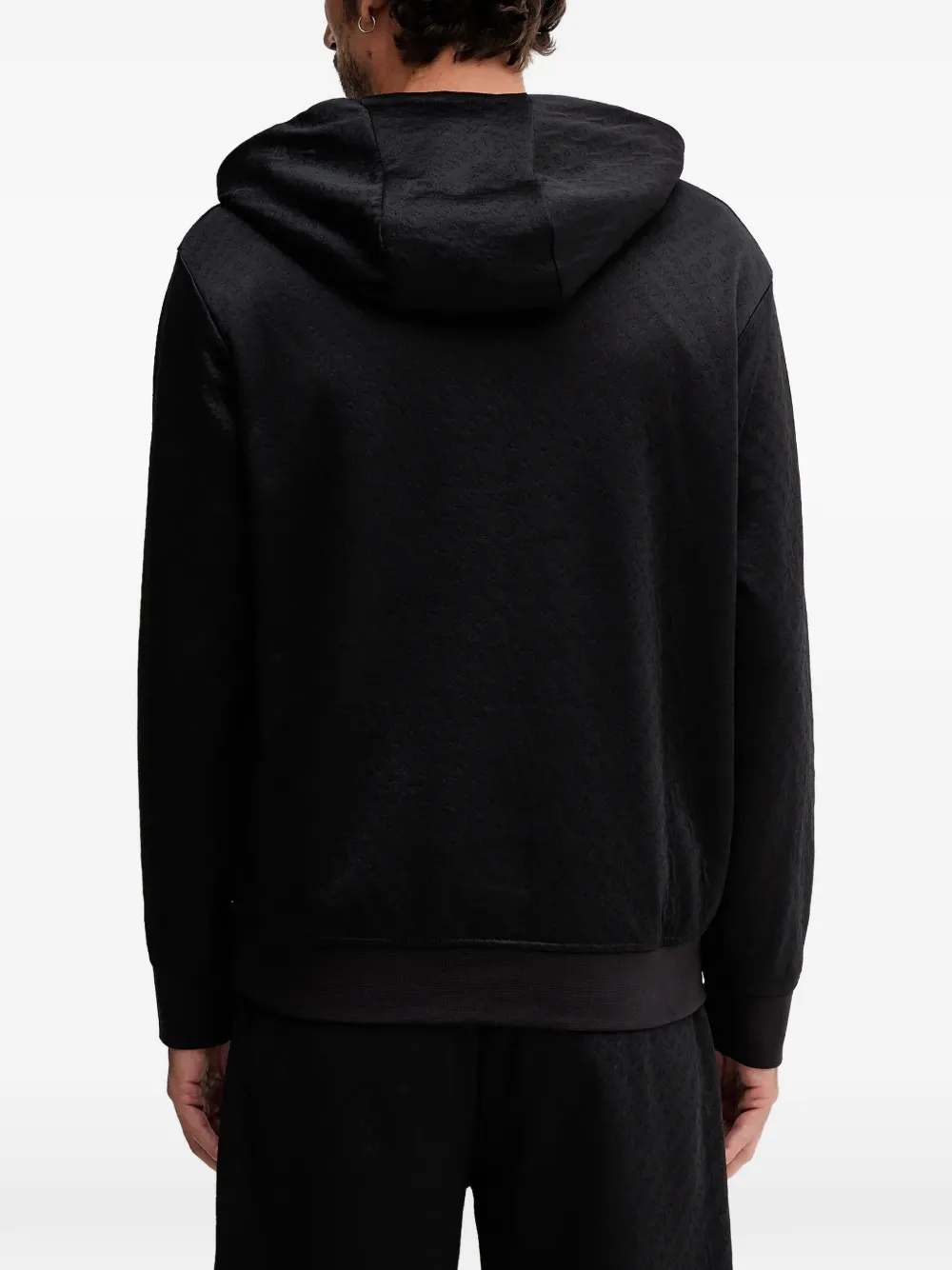  Armani Exchange Patterned Zipped Hoodie - Black 