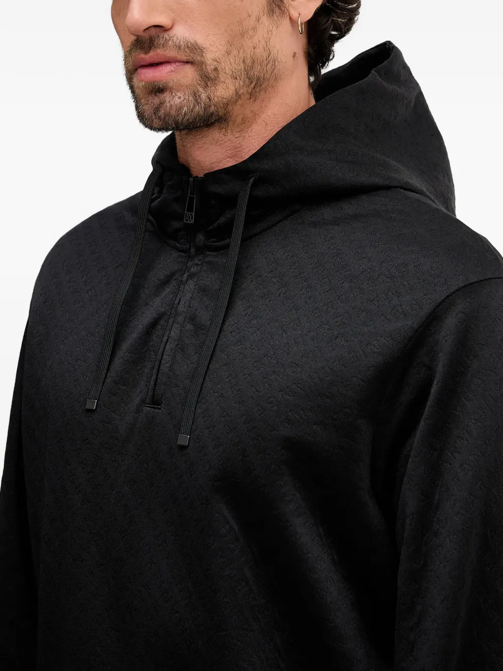 Armani Exchange Hoodie met patroon en rits Zwart