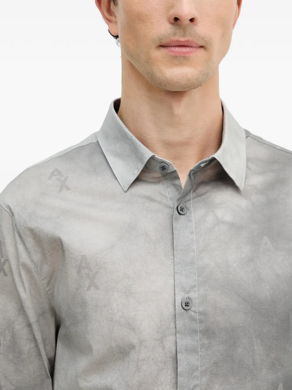 Armani Exchange Overhemd met knoopsluiting Grijs