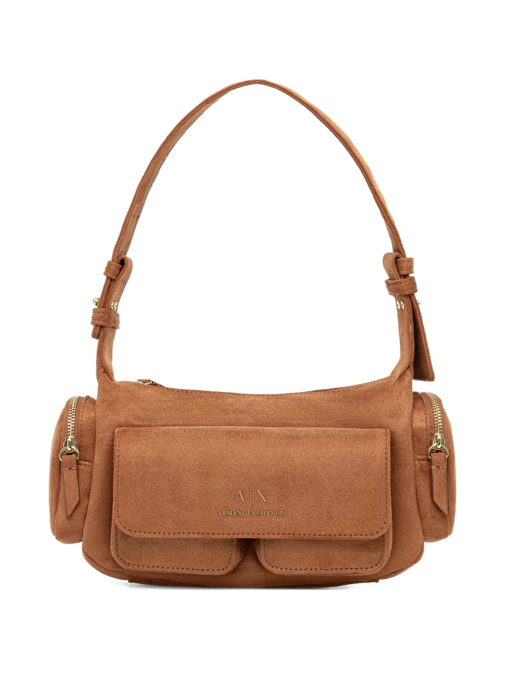 Armani Exchange Borsa a spalla grande con zip - Marrone