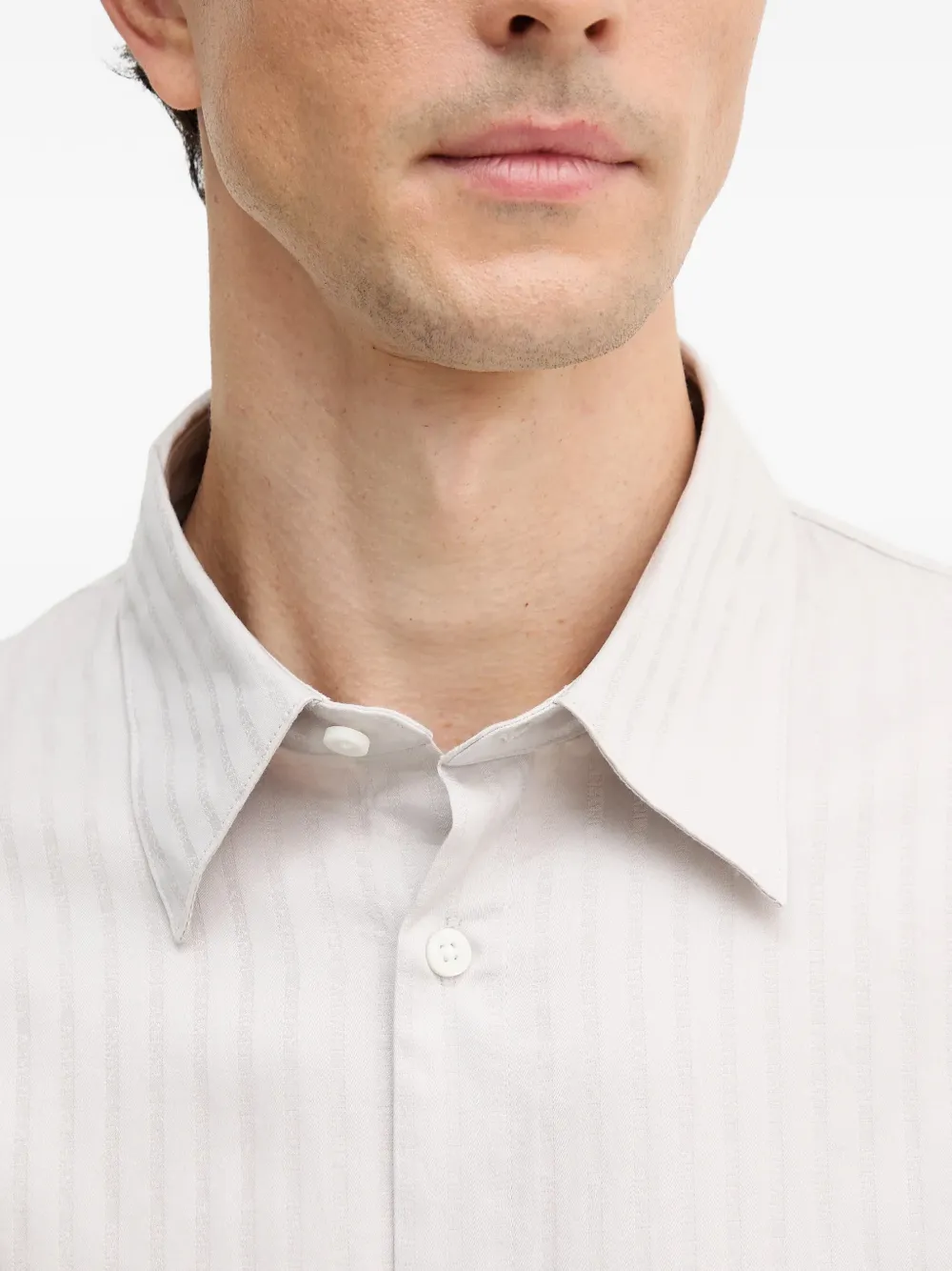 Armani Exchange Gestreept overhemd met knoopsluiting Beige