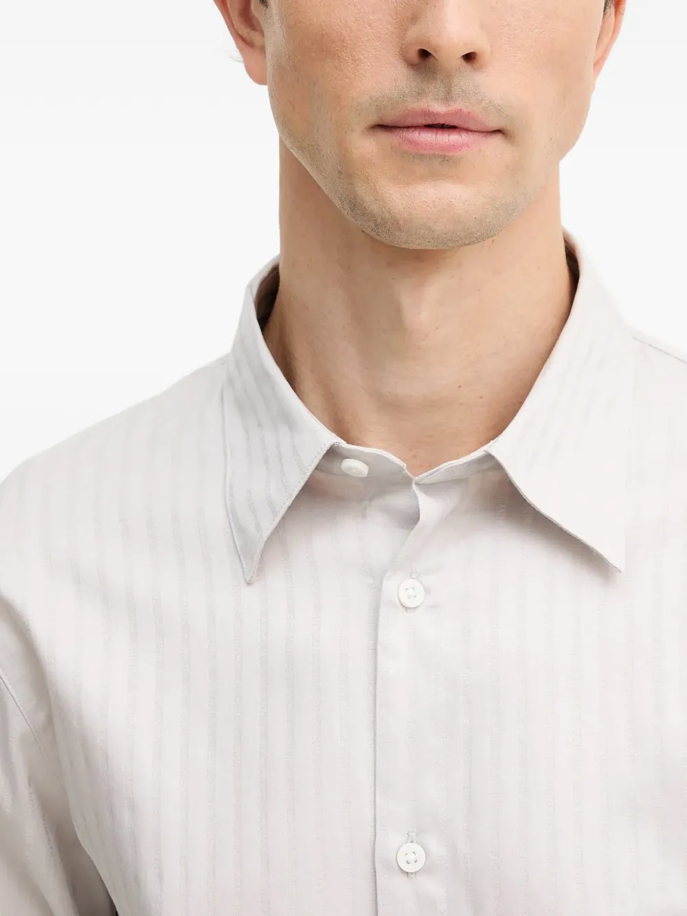 Armani Exchange Gestreept overhemd met knoopsluiting Beige
