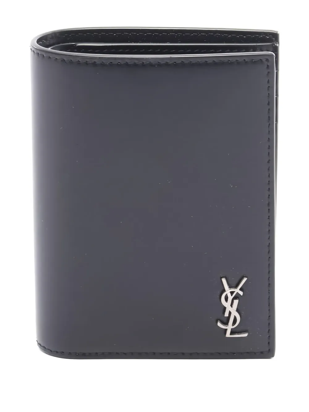 Pre-owned Saint Laurent 2020s Cassandre Bi-fold Leather Wallet In Black