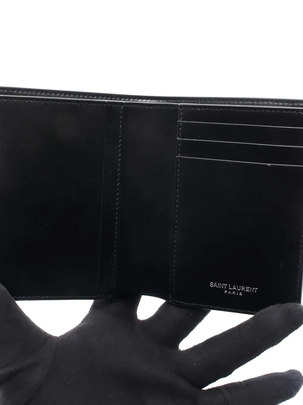 Pre-owned Saint Laurent 2020s Cassandre Bi-fold Leather Wallet In Black
