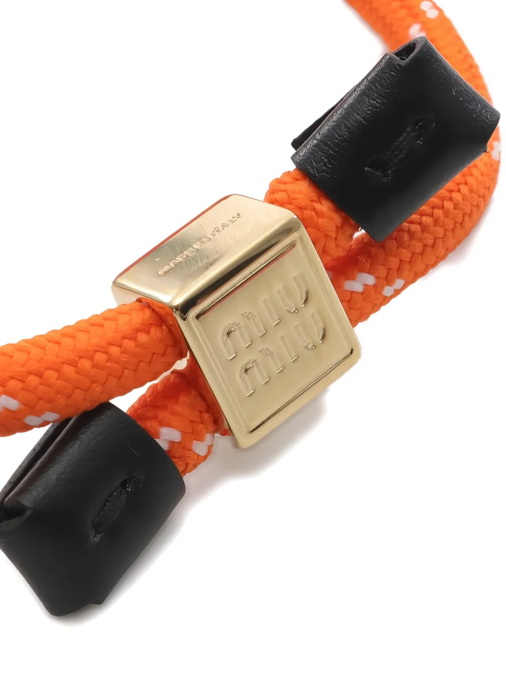 Pre-owned Miu Miu Logo-charm Knotted Bracelet In Orange
