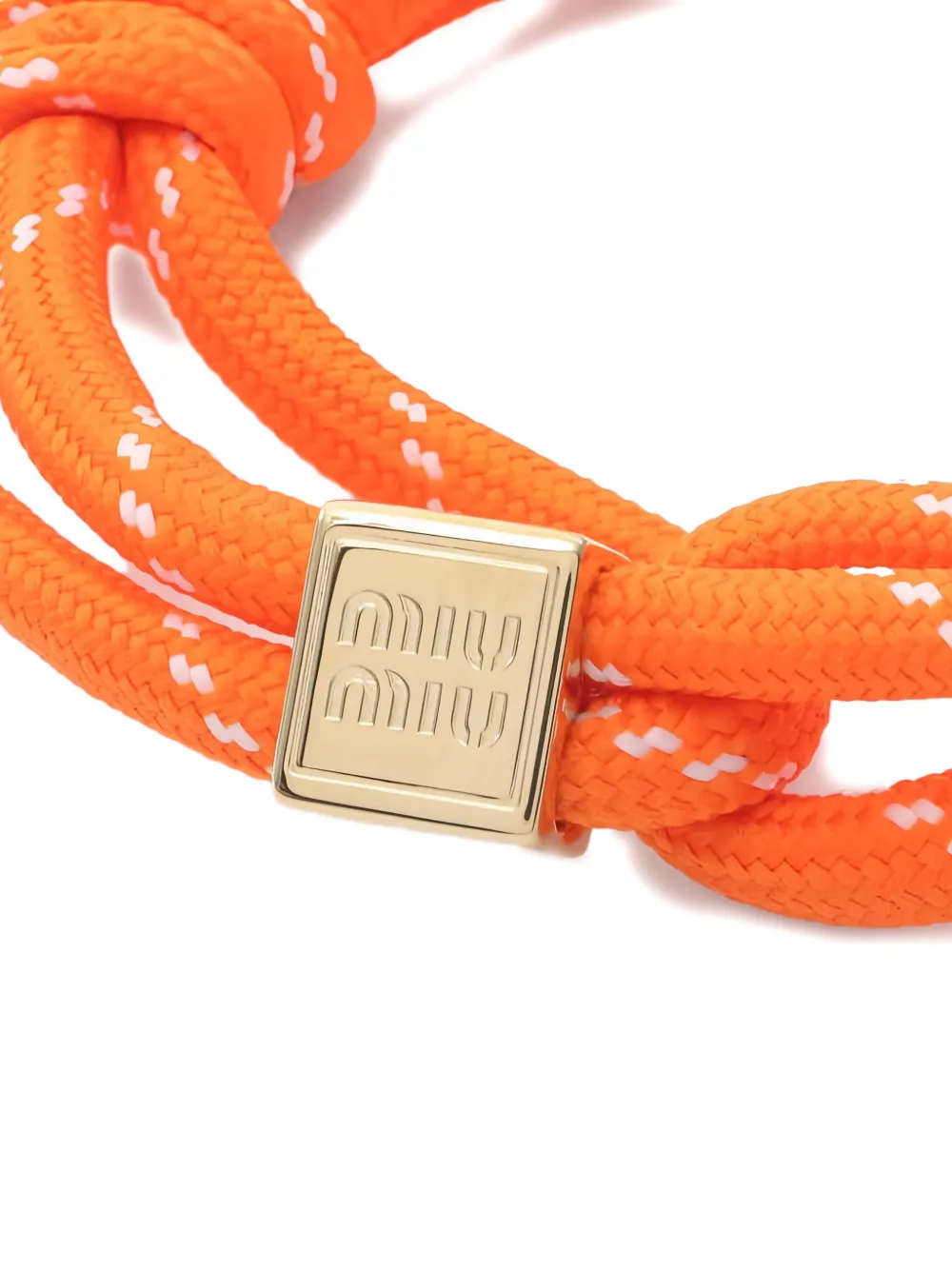 Pre-owned Miu Miu Logo-charm Knotted Bracelet In Orange