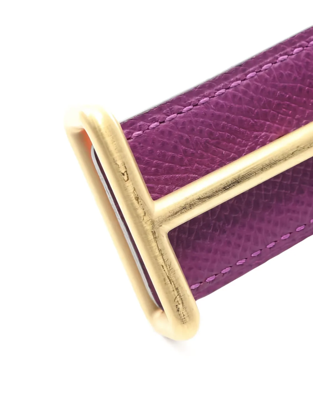 Pre-owned Hermes H-buckle Reversible Belt In Purple