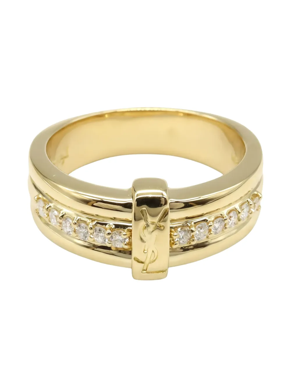 Saint Laurent Pre-Owned diamond 18K yellow-gold ring - ゴールドトーン Saint Laurent Pre-Owned diamond 18K yellow-gold ring - ゴールドトーン