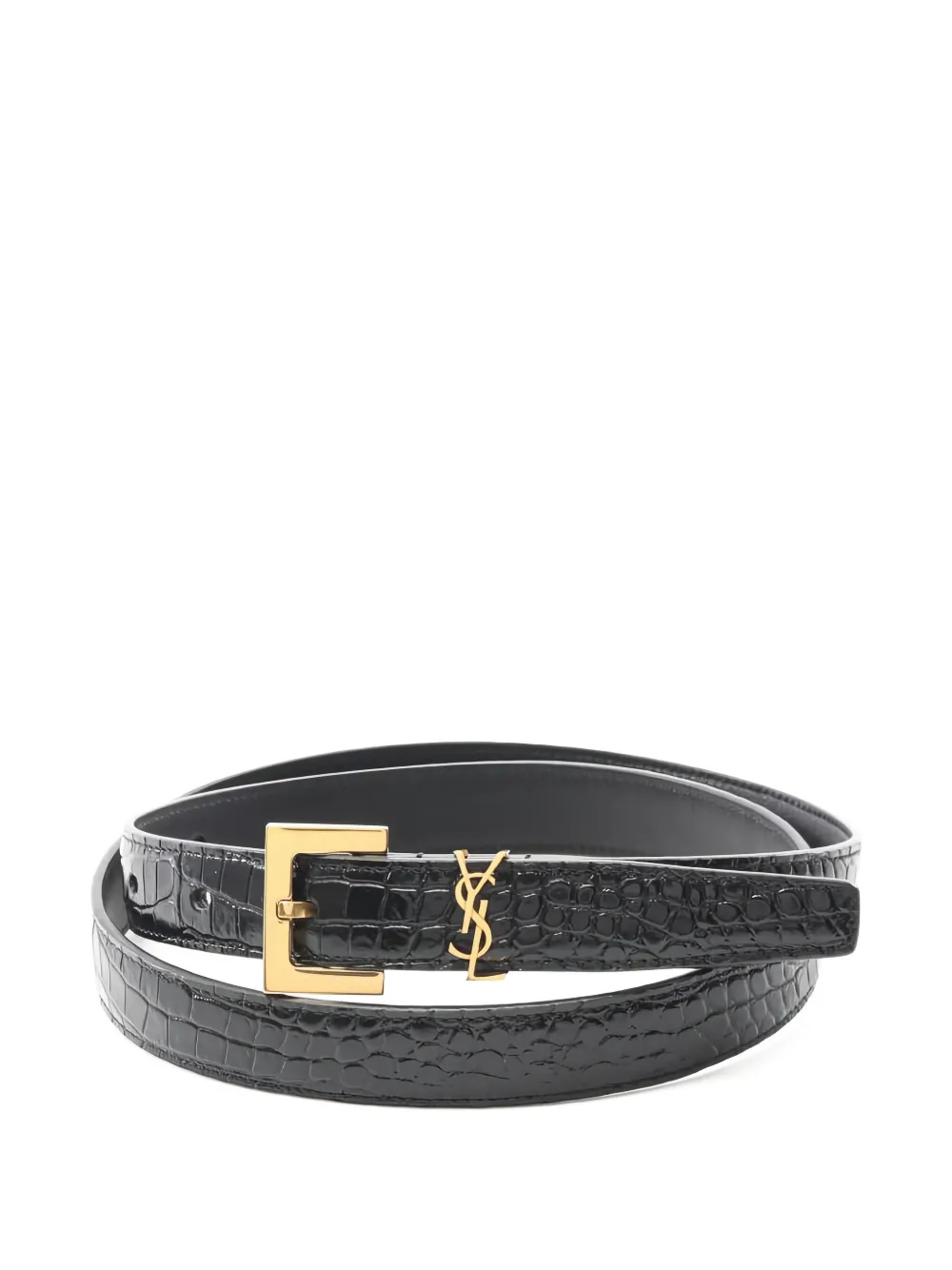 Saint Laurent Pre-Owned 2020s Cassandre-monogram leather belt | Black | Image 1