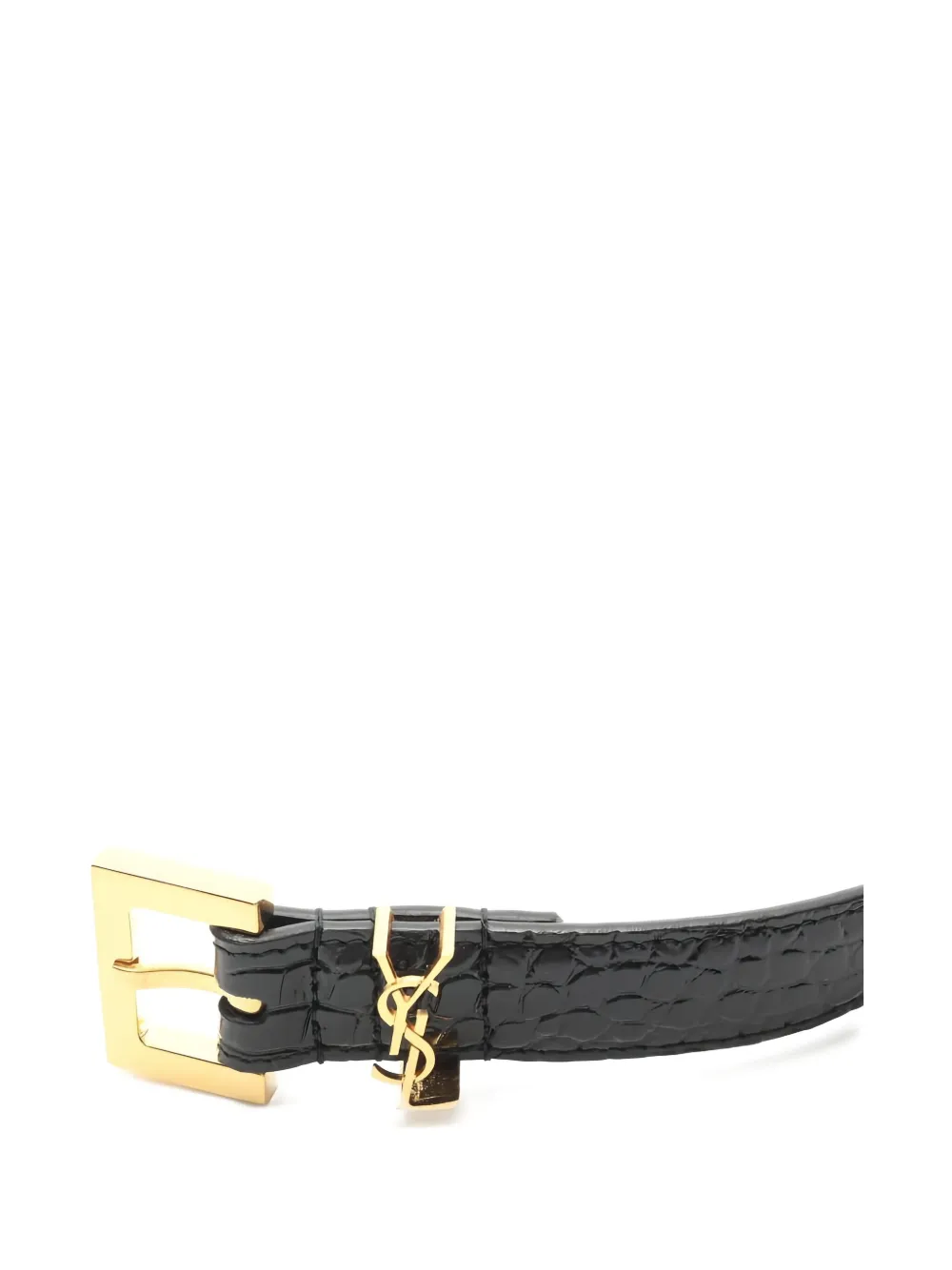 Pre-owned Saint Laurent 2020s Cassandre-monogram Leather Belt In Black