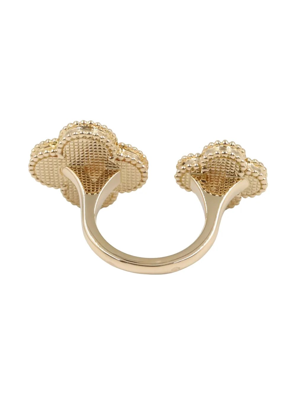 Pre-owned Van Cleef & Arpels 2010s 18k Yellow Gold Alhambra Malachite Clover Ring