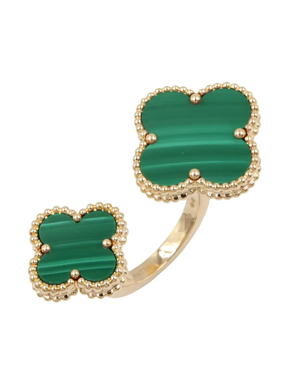 Van Cleef & Arpels Pre-Owned 2010s 18K yellow gold Alhambra malachite clover ring | Image 2
