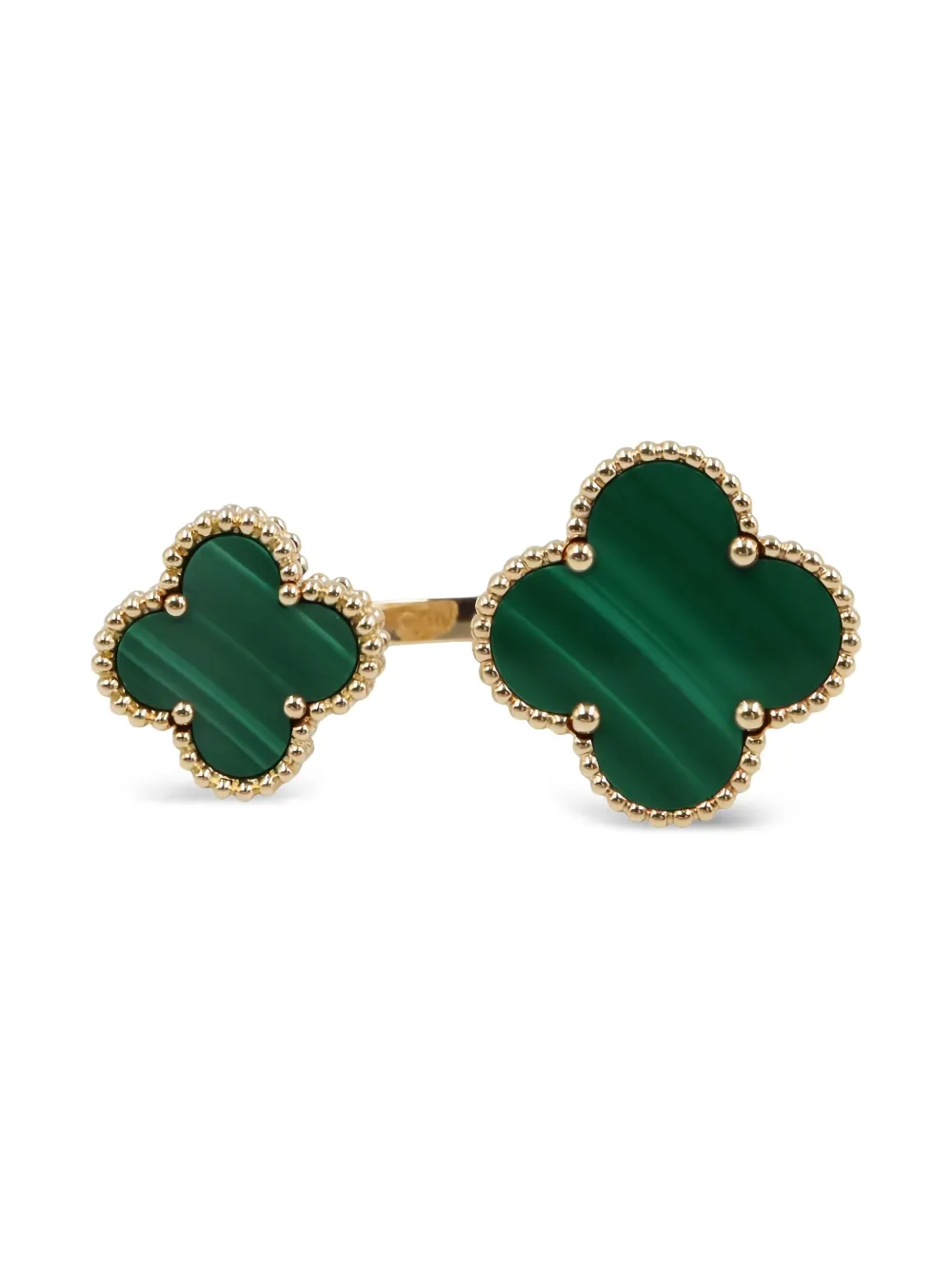 Van Cleef & Arpels Pre-Owned 2010s 18K yellow gold Alhambra malachite clover ring | Gold | Image 1
