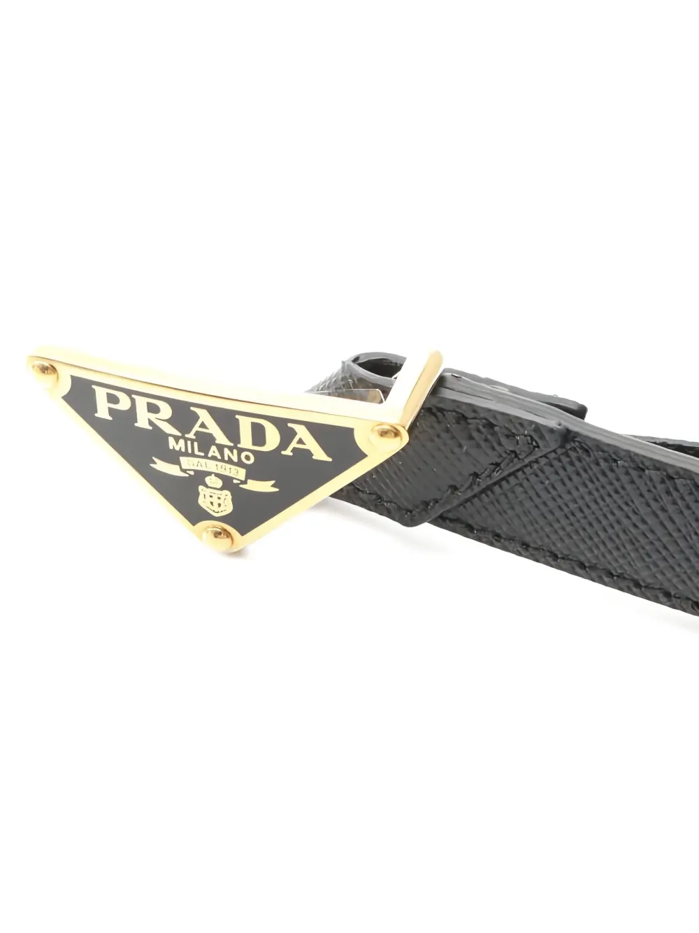Pre-owned Prada 2020s Triangle-logo Leather Belt In Black
