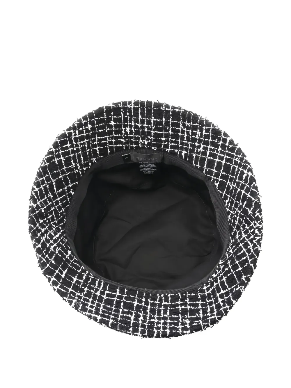 Pre-owned Chanel 1986-1988 Coco-mark Tweed Bucket Hat In Black