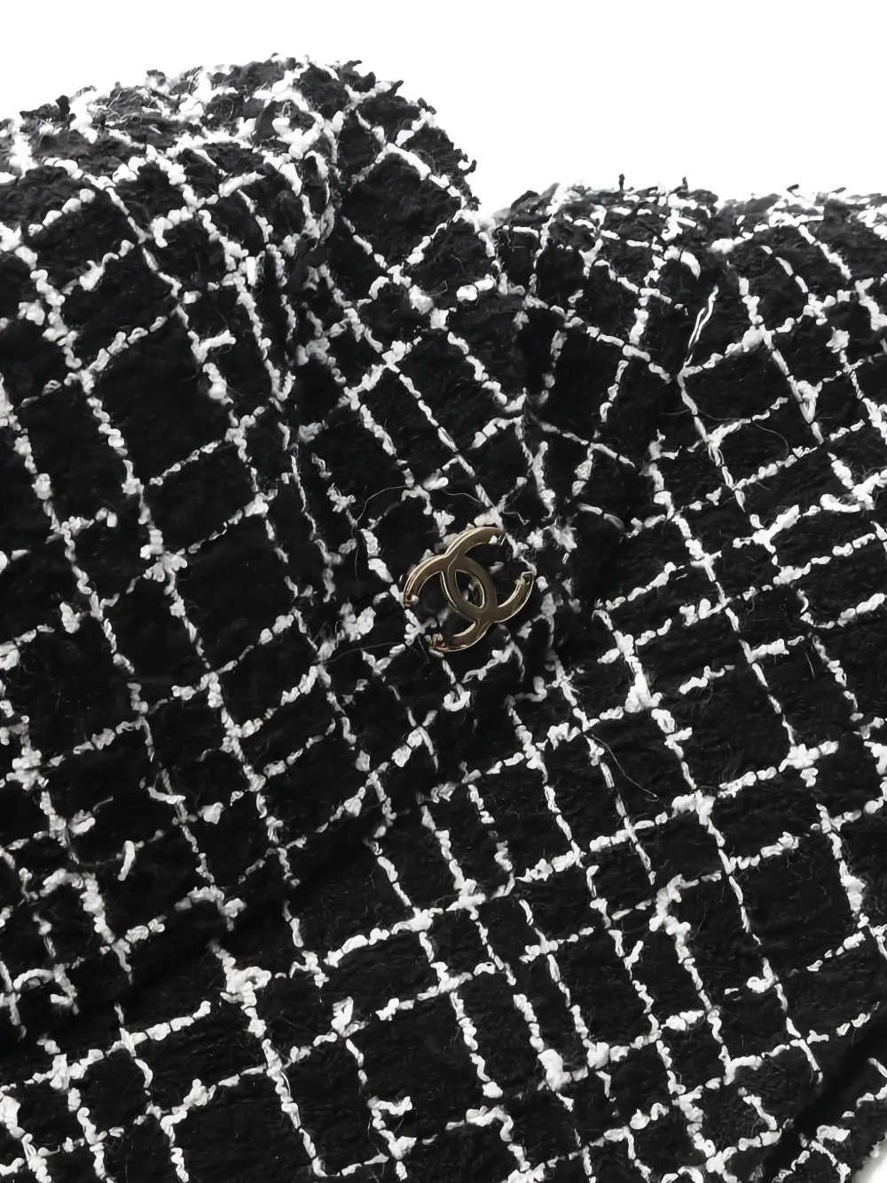 Pre-owned Chanel 1986-1988 Coco-mark Tweed Bucket Hat In Black