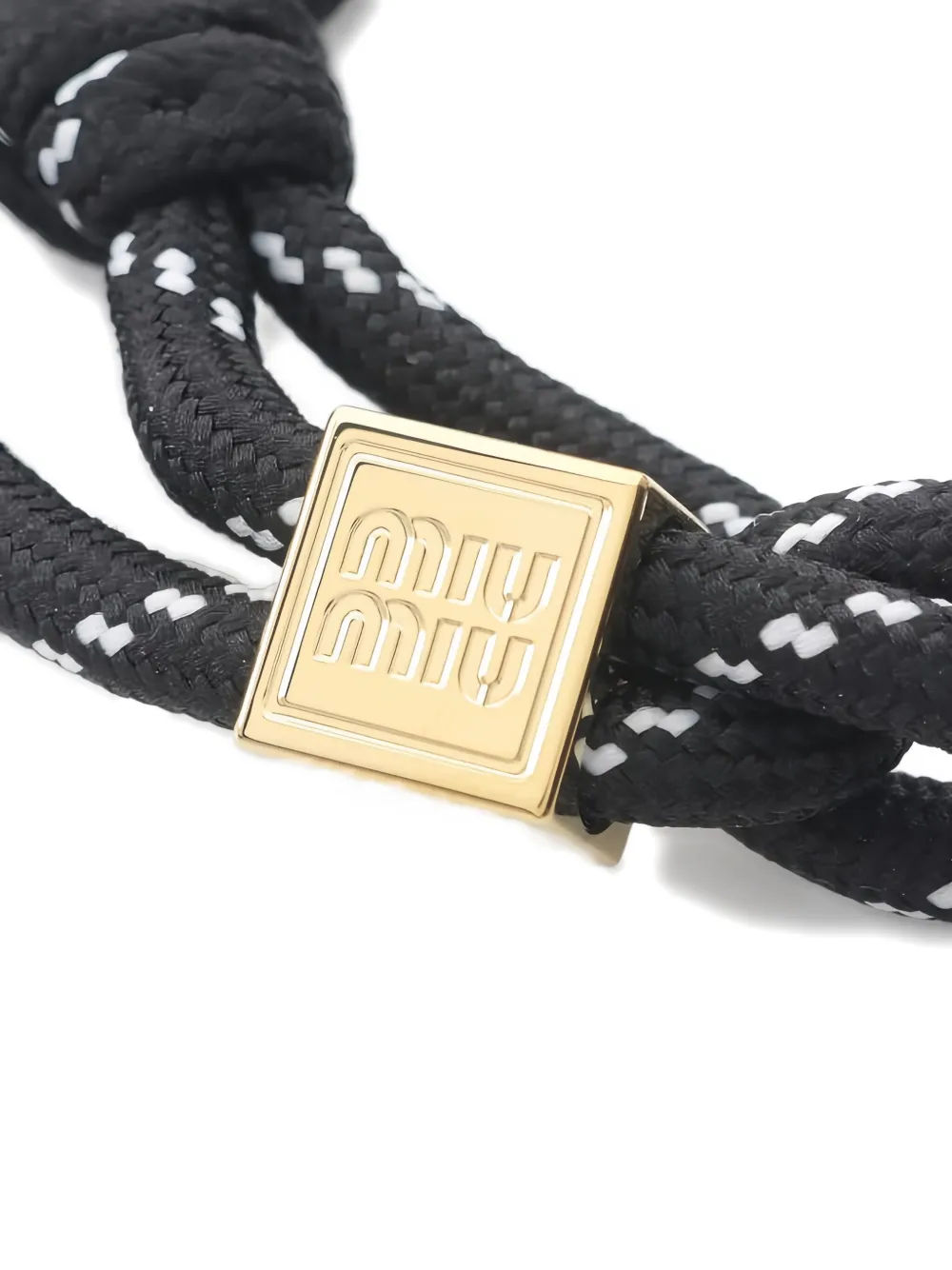 Pre-owned Miu Miu 2020s Logo-cube Bracelet In Black