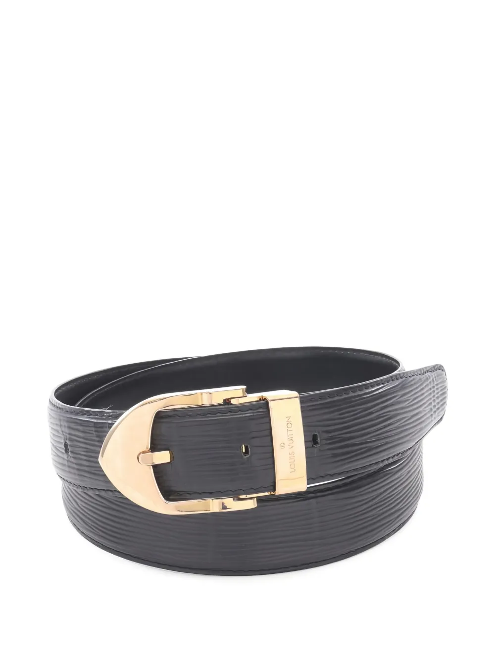 Pre-owned Louis Vuitton 2002 Epi Buckle Belt In Black