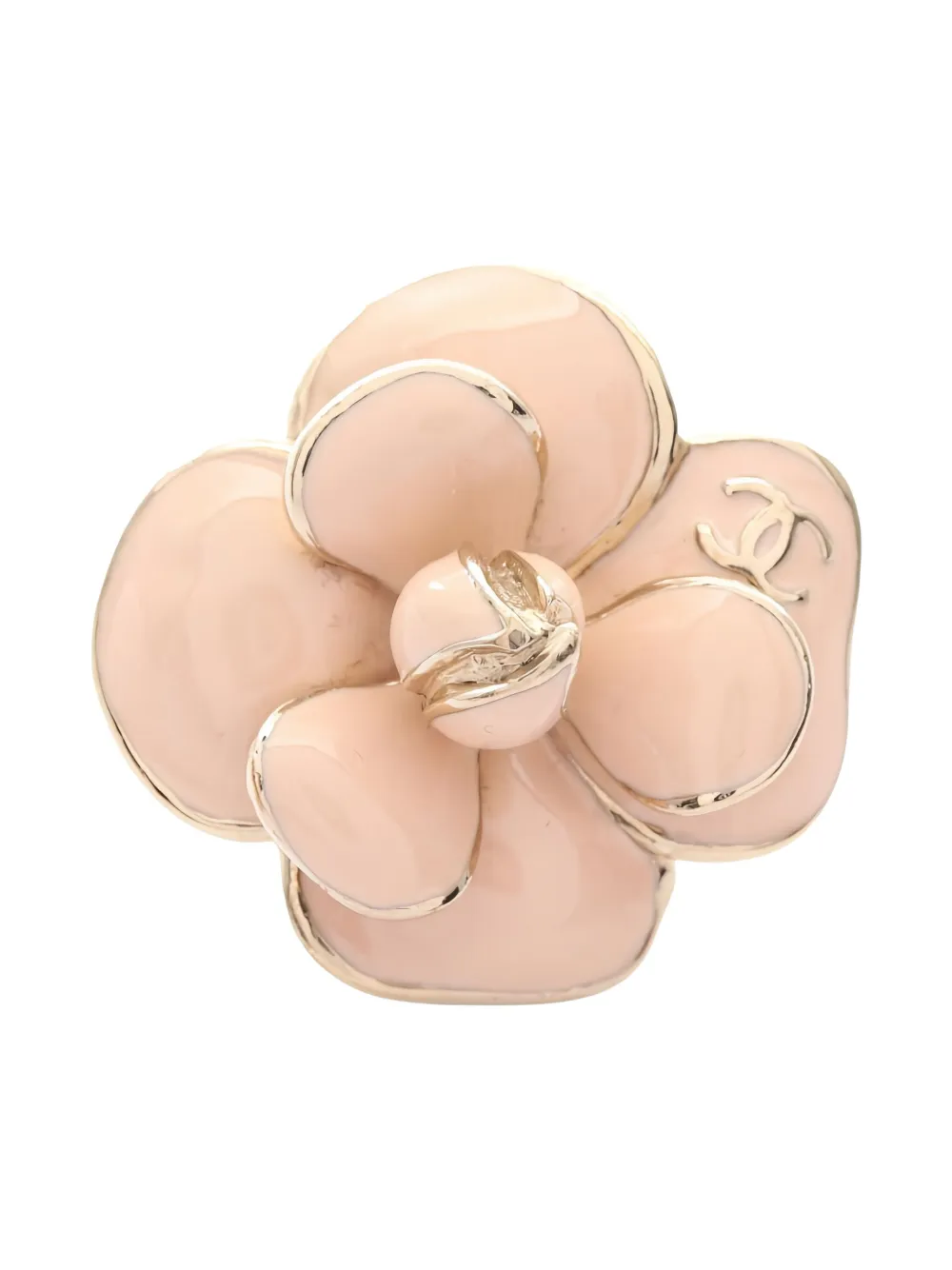 CHANEL Pre-Owned 1986-1988 camellia Coco Mark ring - ゴールドトーン CHANEL Pre-Owned 1986-1988 camellia Coco Mark ring - ゴールドトーン