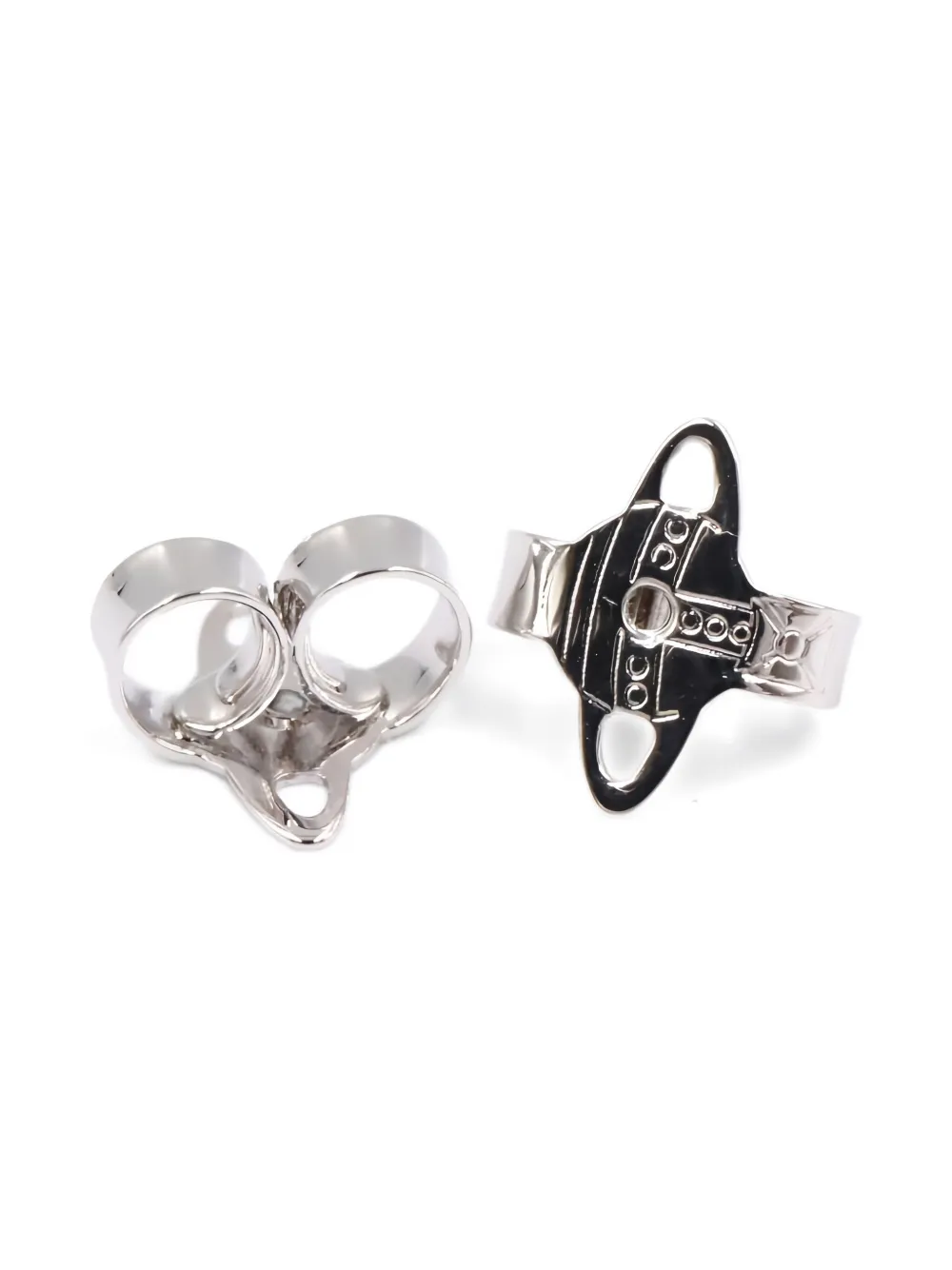Pre-owned Vivienne Westwood Orb Cross Earrings In Silver