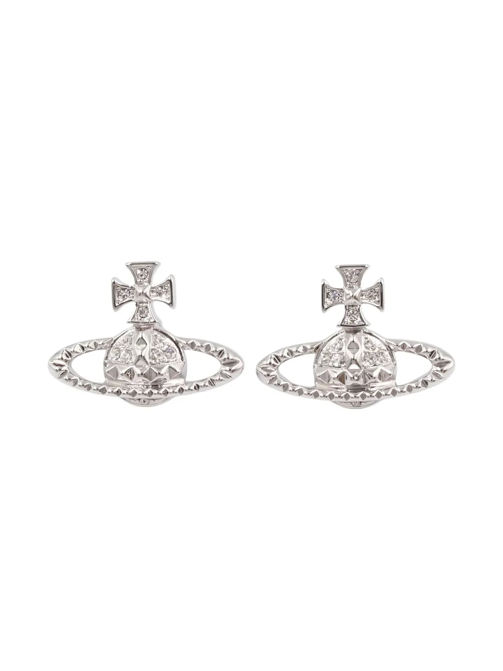 Vivienne Westwood Pre-Owned Orb cross earrings - シルバートーン Vivienne Westwood Pre-Owned Orb cross earrings - シルバートーン