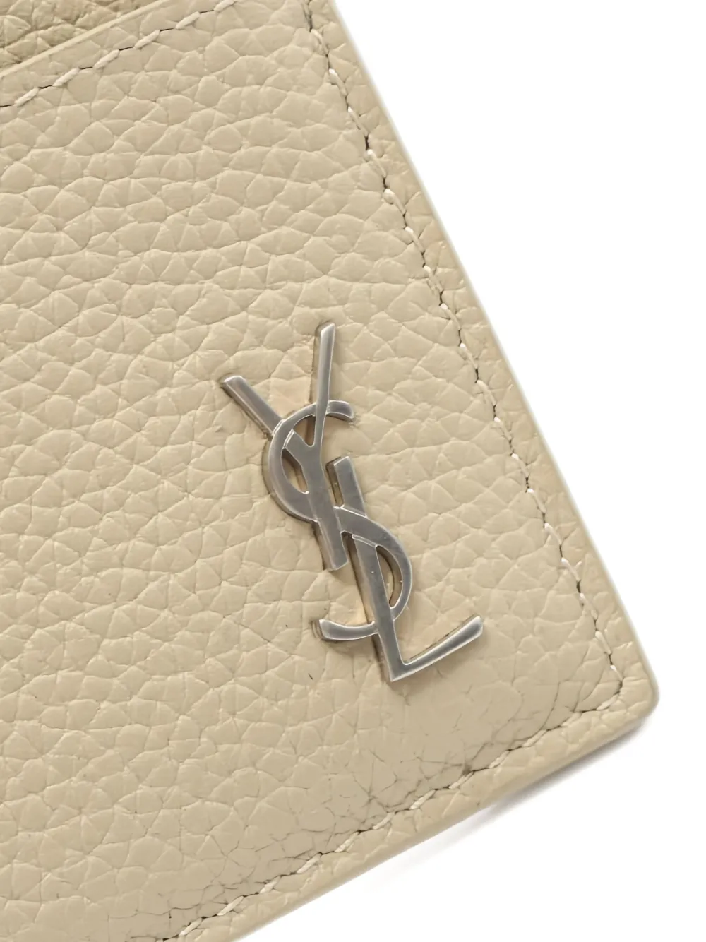 Pre-owned Saint Laurent 2020s Cassandre Leather Card Holder In Neutral