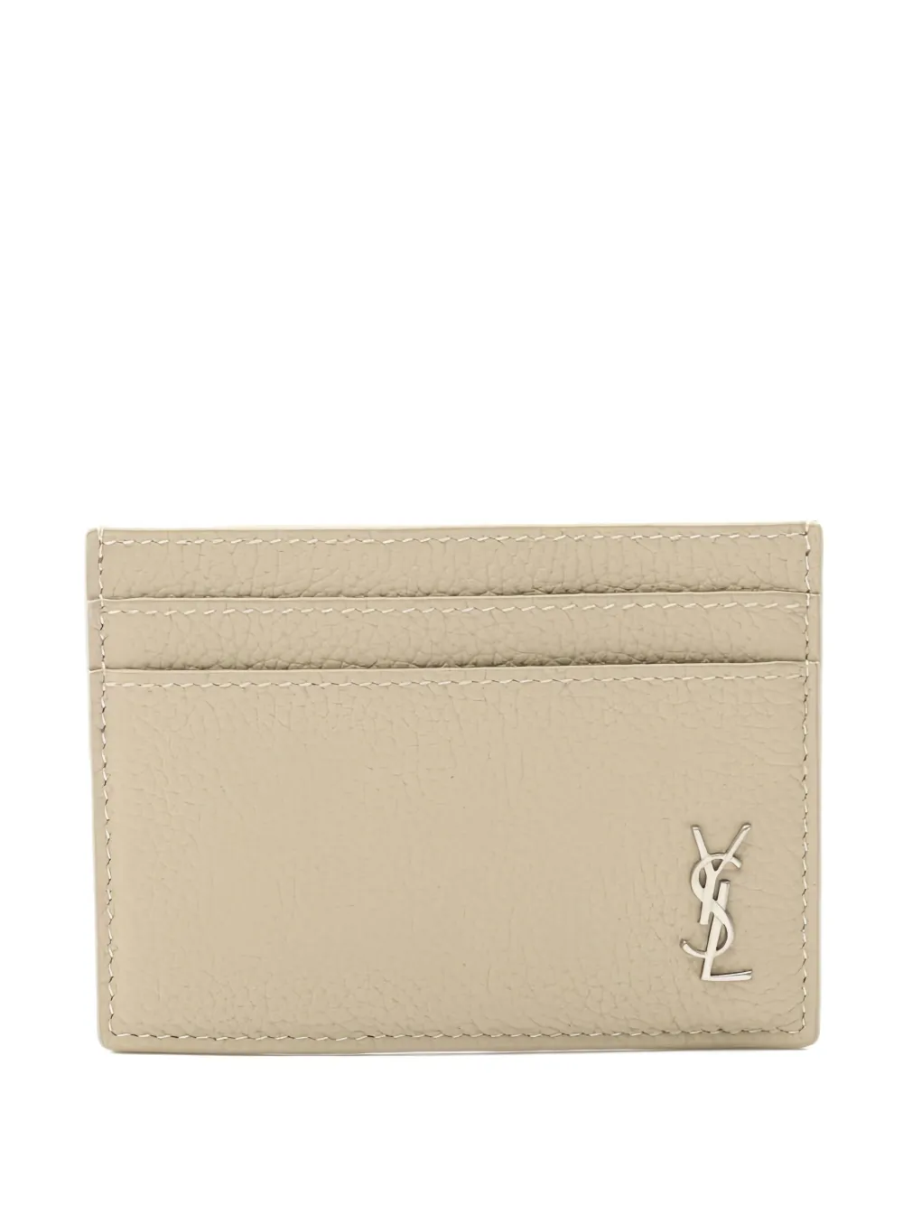 Pre-owned Saint Laurent 2020s Cassandre Leather Card Holder In Neutral