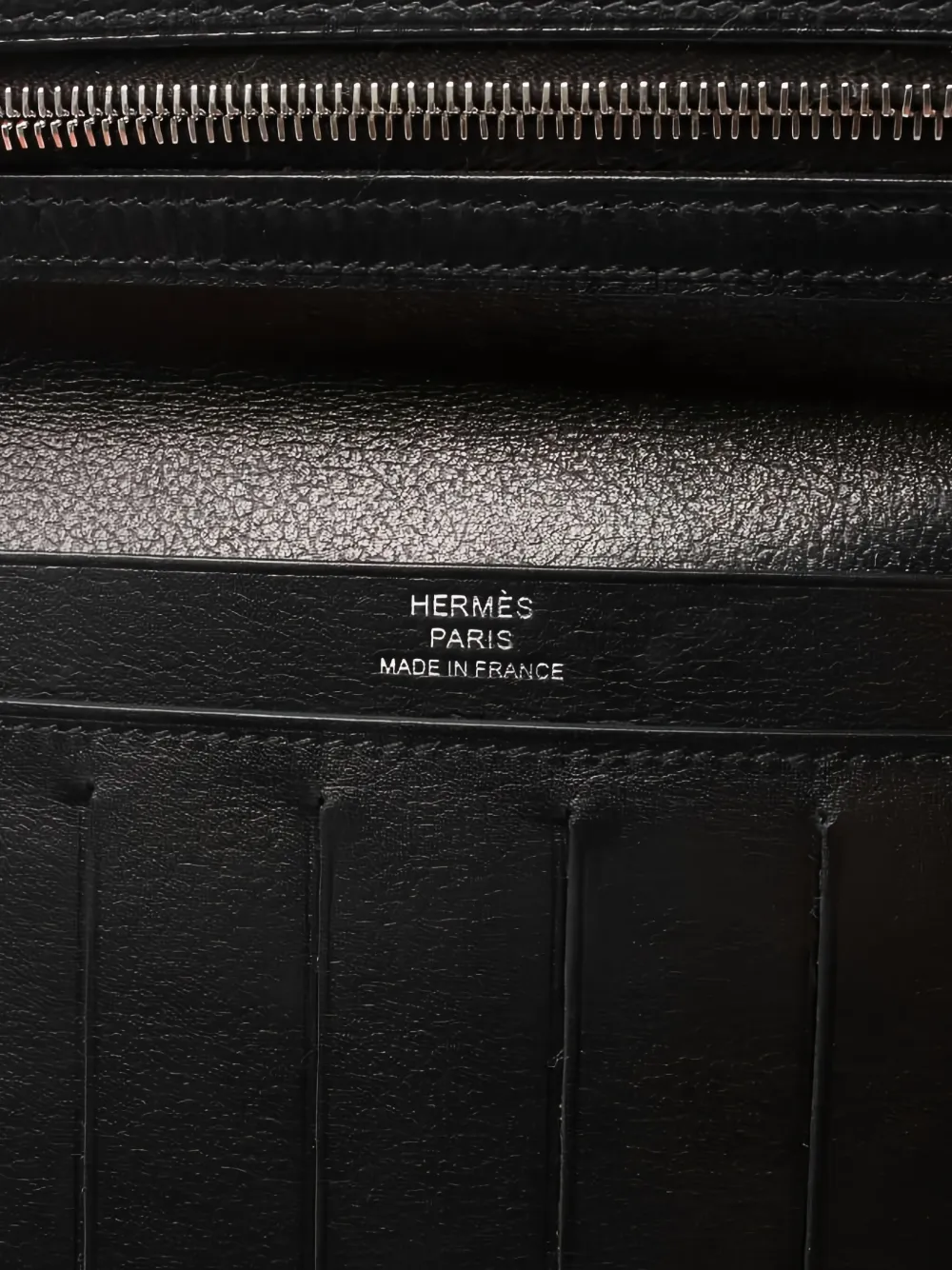Pre-owned Hermes Twill Long Bifold Wallet In Black