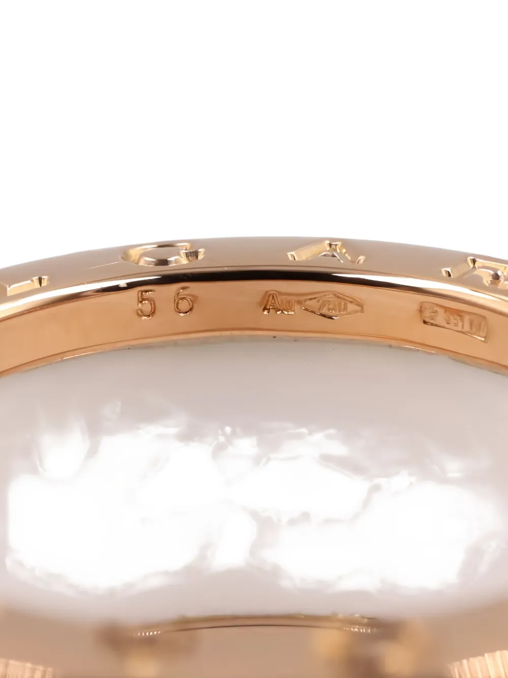 Pre-owned Bvlgari 2010s 18k Rose Gold Diamond And Ceramic Ring In White