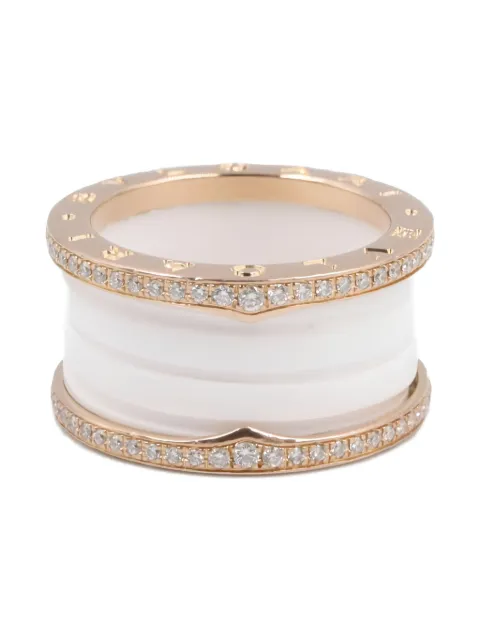 Bvlgari Pre-Owned 2010s 18K rose gold diamond and ceramic ring