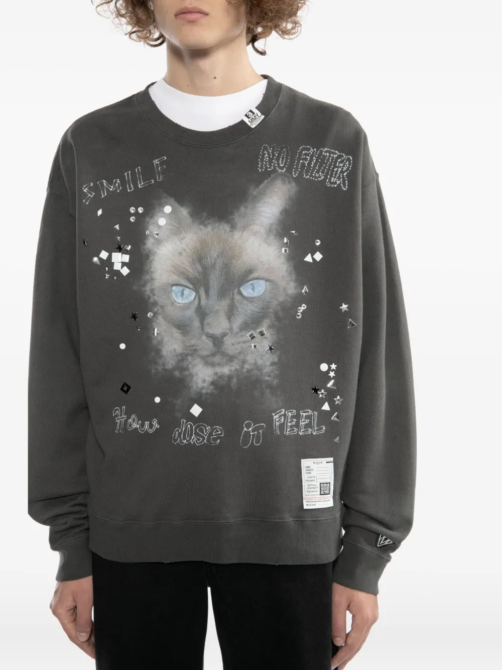 Maison MIHARA YASUHIRO Sweater met kattenprint Grijs