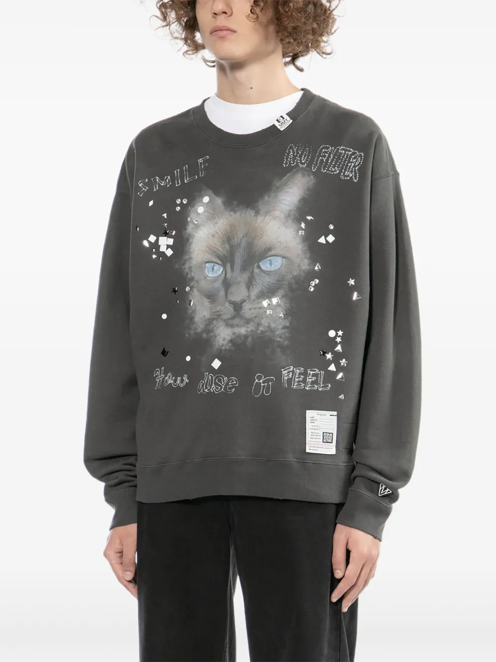 Maison MIHARA YASUHIRO Sweater met kattenprint Grijs