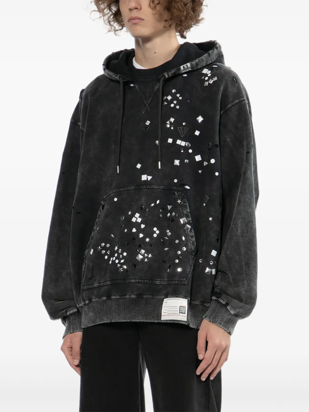 Maison MIHARA YASUHIRO Hoodie met studs Zwart