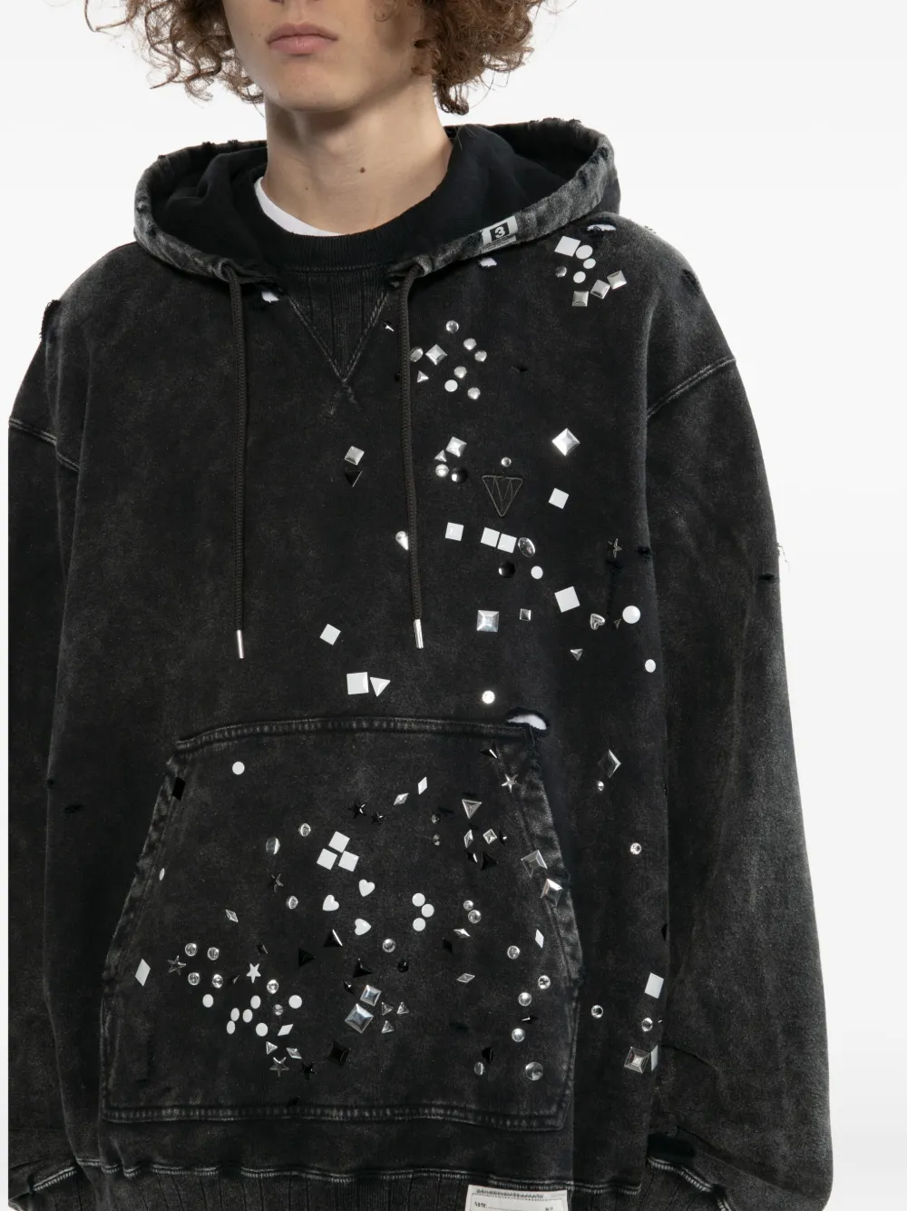 Maison MIHARA YASUHIRO Hoodie met studs Zwart