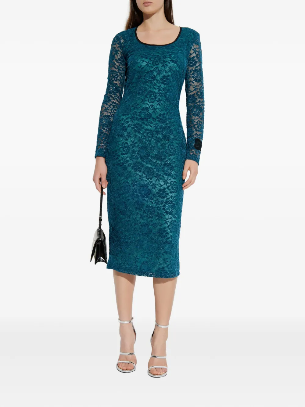 Versace Jeans Couture lace long-sleeve midi dress - Blauw