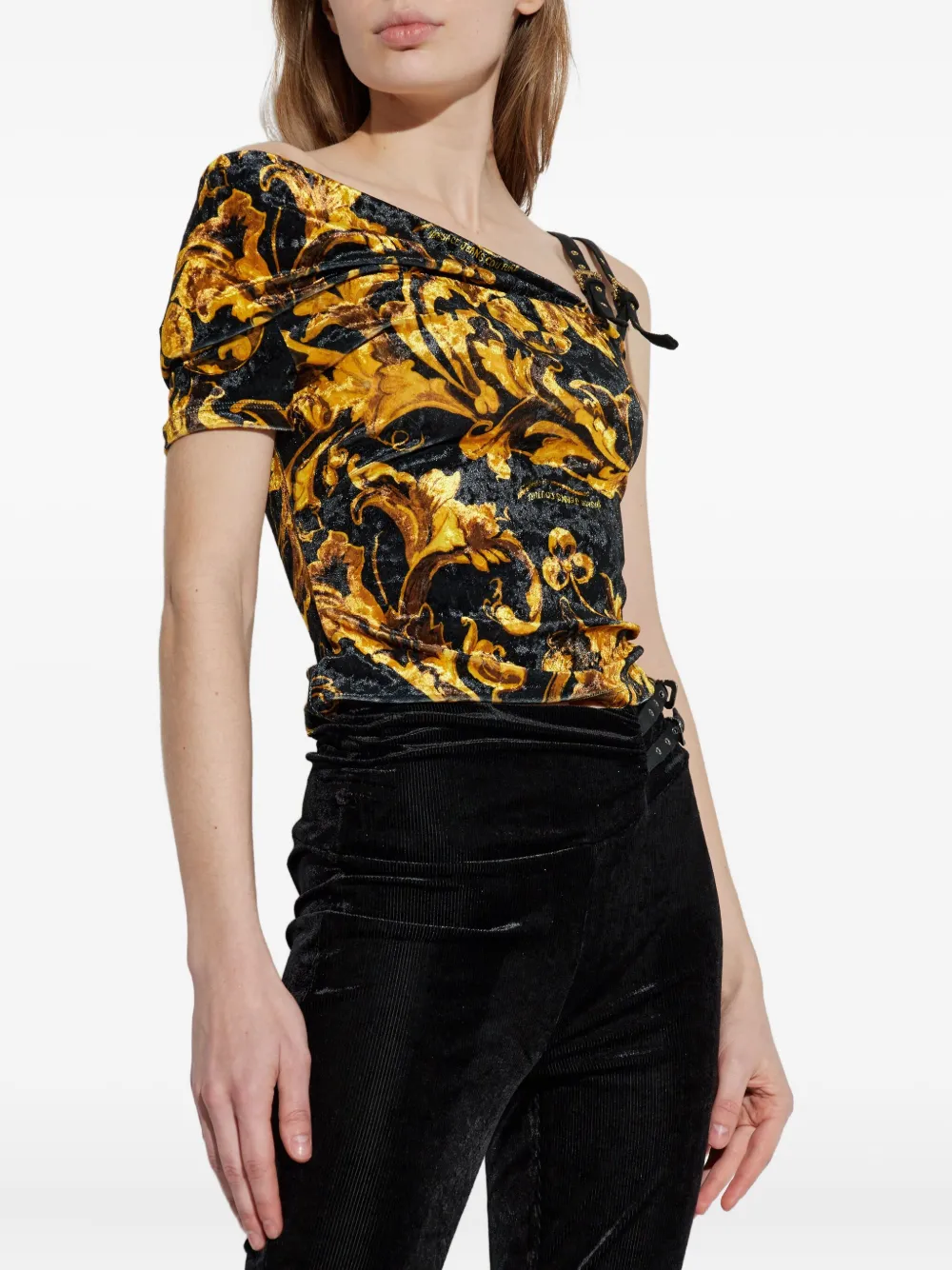 Versace Jeans Couture Buckle-strap Top In Black
