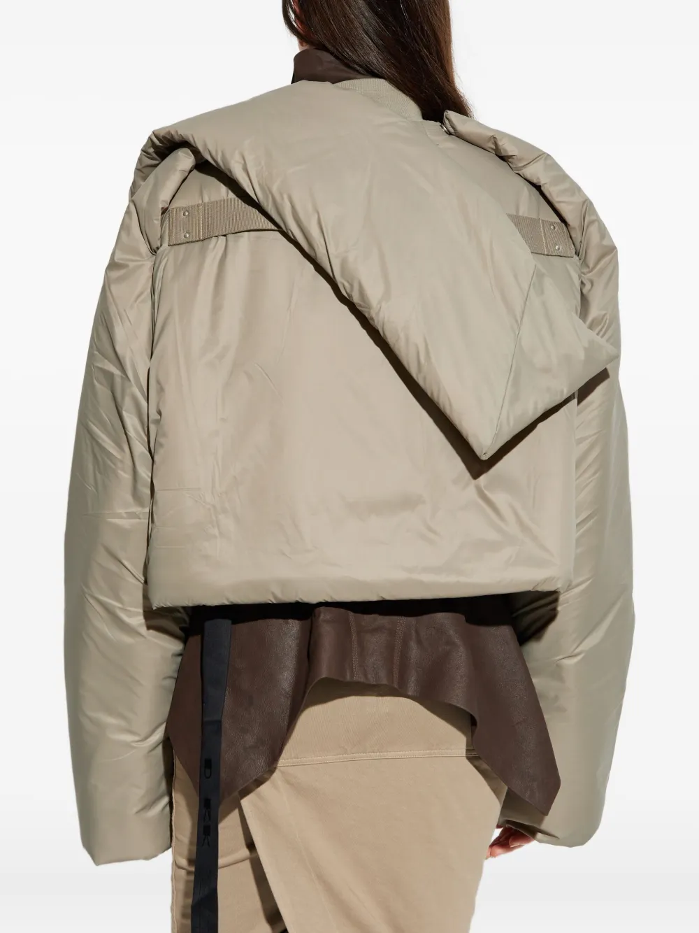 Rick Owens Drkshdw Taupe Concordians Convertible Cropped Jacket In Green