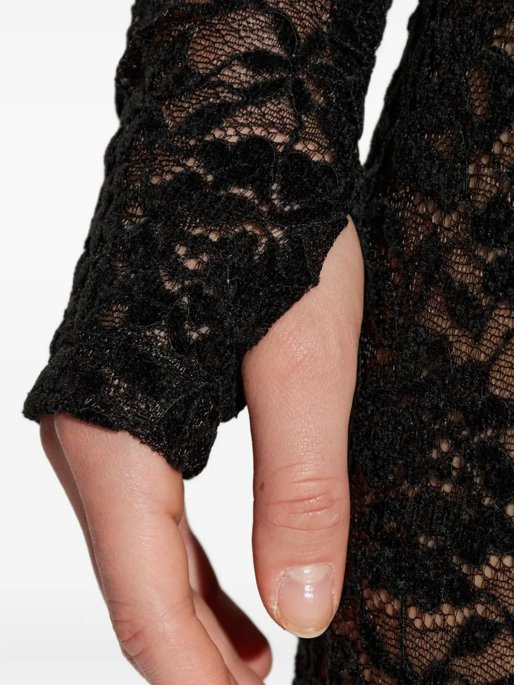 Versace Jeans Couture Top met bloemenkant Zwart