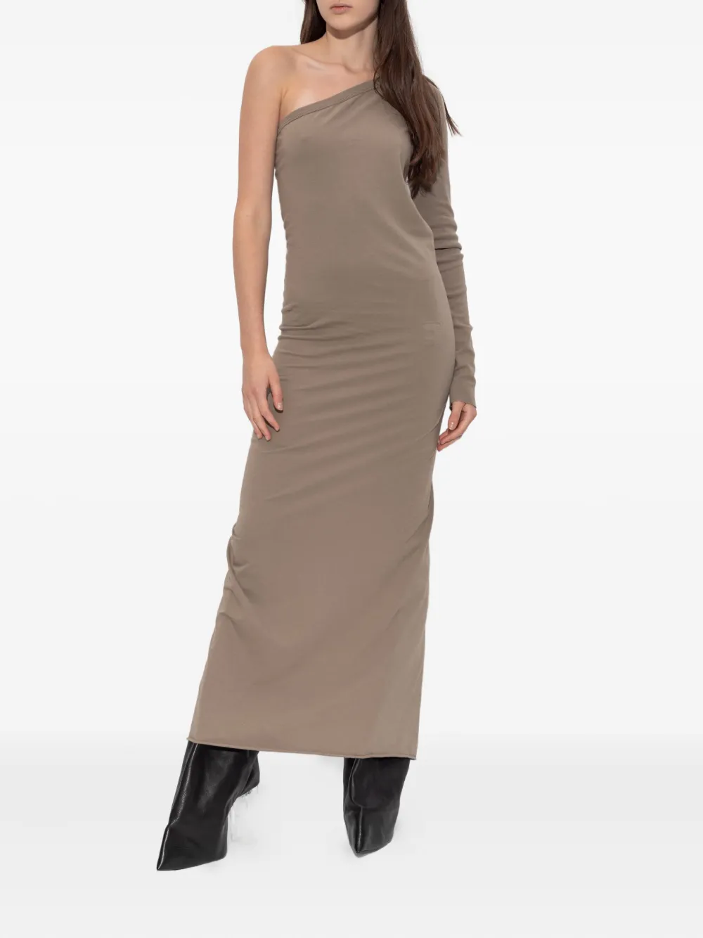 Rick Owens DRKSHDW one-shoulder long-sleeve maxi dress - Bruin