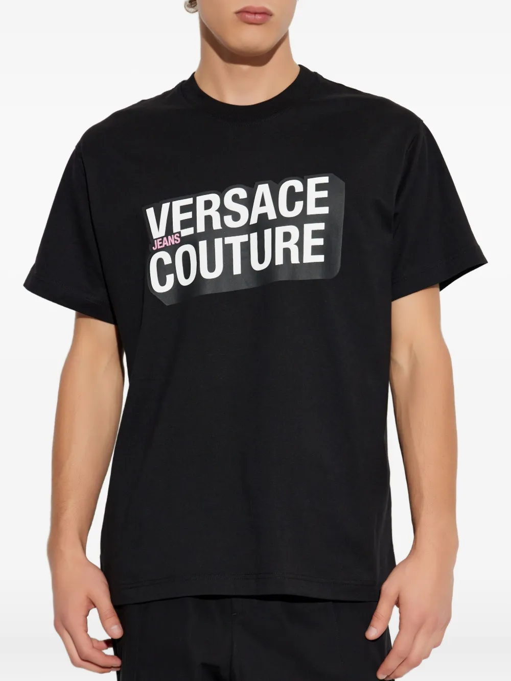 Versace Jeans Couture T-shirt met logoprint Zwart