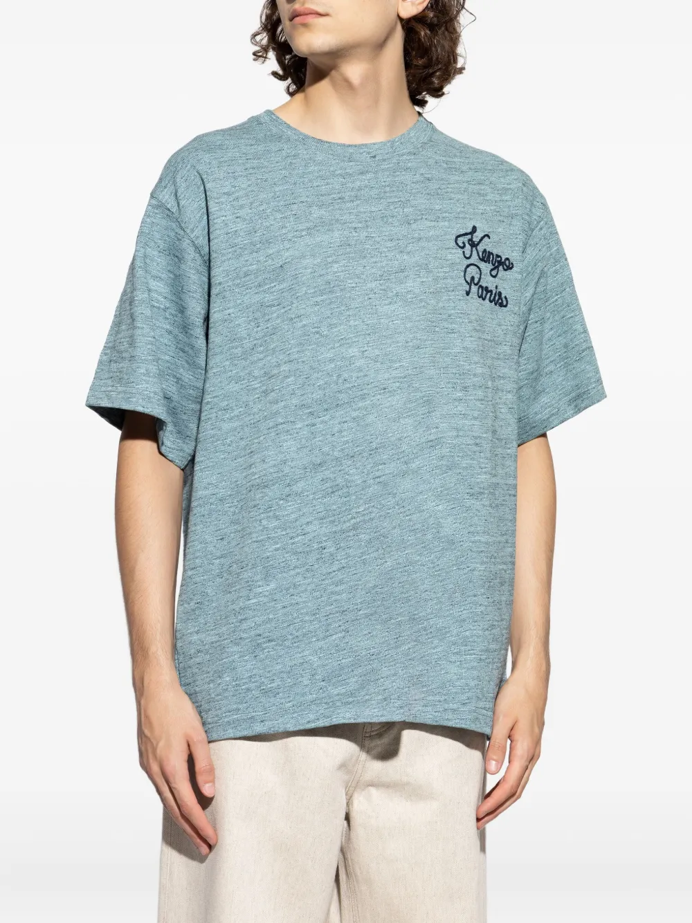 Kenzo T-shirt met geborduurd logo Blauw