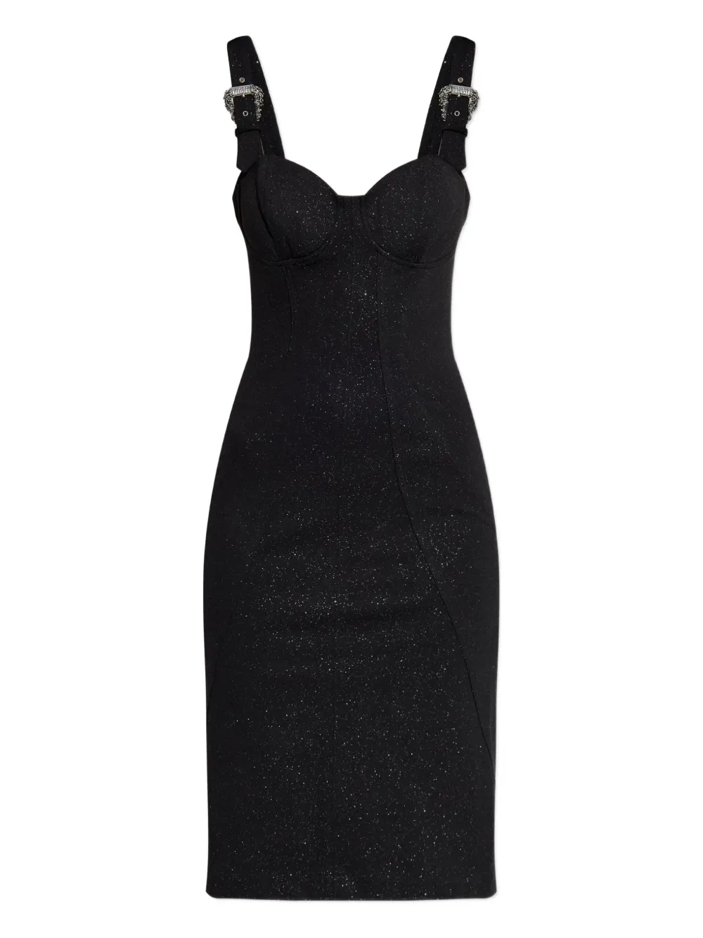 Versace Jeans Couture Buckle-strap Midi Dress In Black