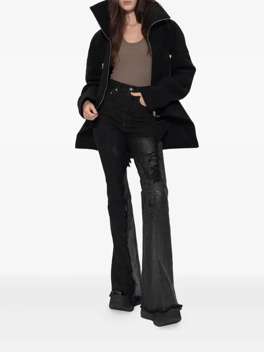 Rick Owens distressed panelled jeans - Zwart